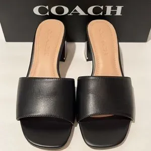 Coach | Shoes | Coach Maggi Leather Sandal Blacksize 5